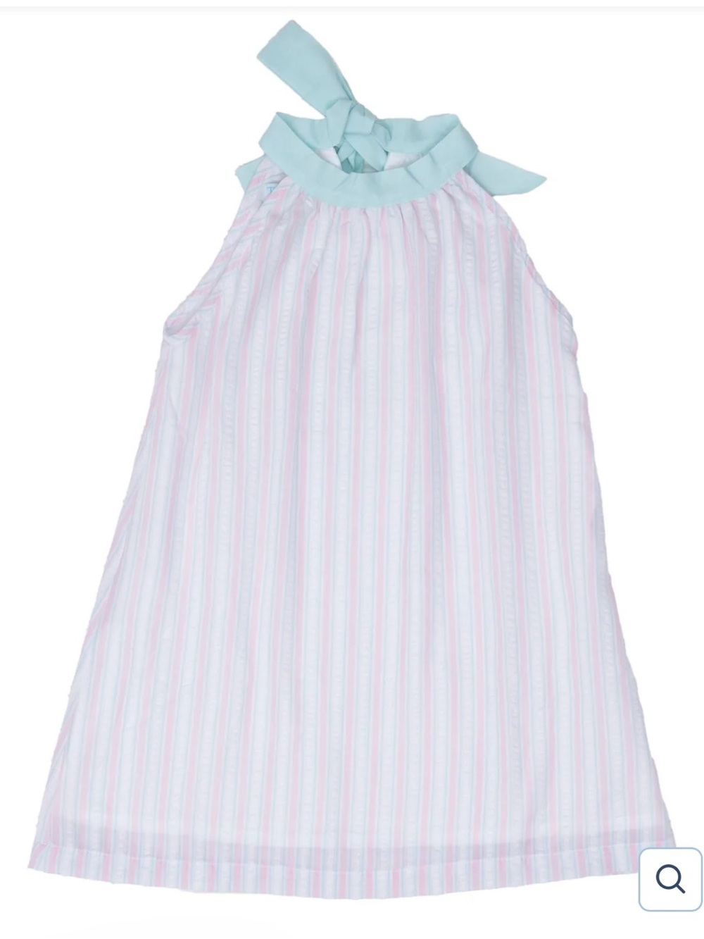 The Oaks Apparel Co. Green and Mint Striped Dress with Long Tie at Neck Size 12